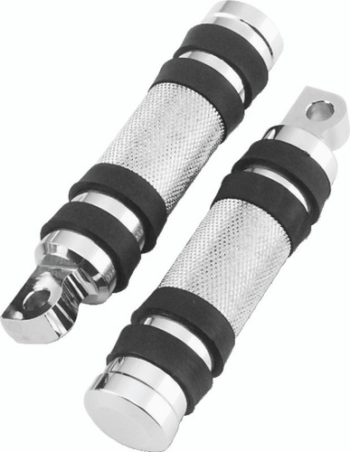 Bikers Choice 490485 - Big Twin & XL Chrome Knurled Male Mount Footpegs W/Rubber Bands Pr
