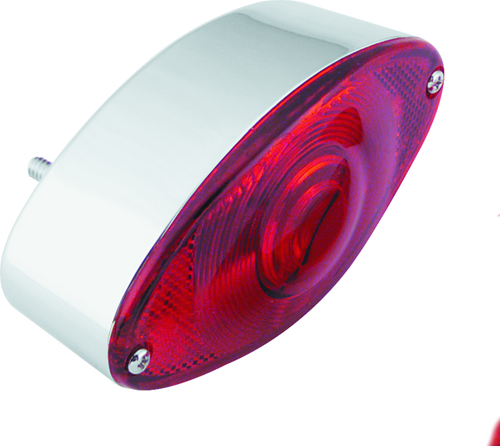 Bikers Choice 492906 - Chrome Cat Eye Tail Lamp Assembly Red Lens Universal Custom
