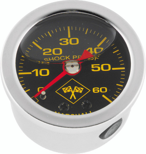 Bikers Choice 496457 - 0-60 PSI Oil Pressure Gauge Black Face Stainless Bezel Liquid Filled Universal Custom