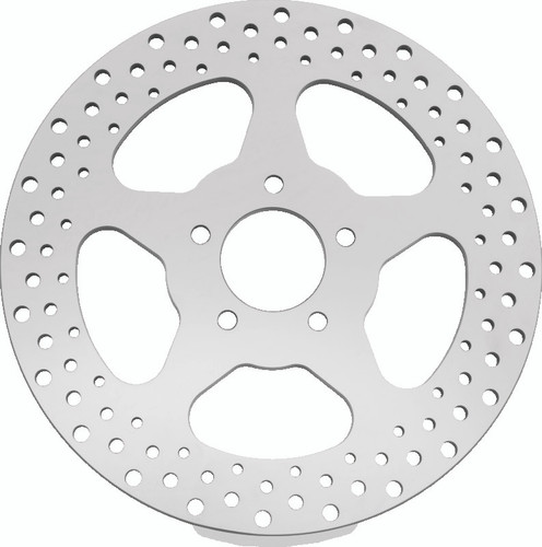 Bikers Choice 619974 - 00-17 Big Twin 11.5 In Polished Rear 5 Spoke Drilled Stnless Rotor Repl H-D 44156-00