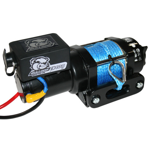 Bulldog Winch 15018 - 3,400 LB Trailer/Utility Winch 50 Ft Synthetic Rope Hawse Fairlead Mount Plate