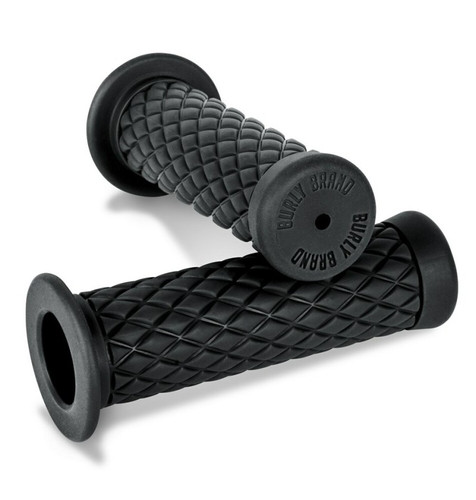 Burly Brand B16-1004 - Rubber Diamondback Grips 7/8in - Black