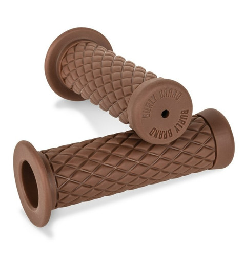 Burly Brand B16-1003 - Rubber Diamondback Grips 1in - Brown