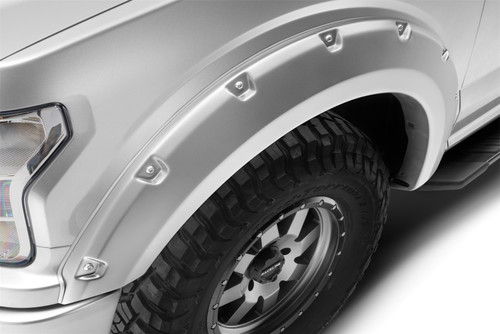 Bushwacker 20945-52 - Pocket/Rivet Style Color Matched Ingot Silver 4-Piece Fender Flare Set for 2018-2020 Ford F-150