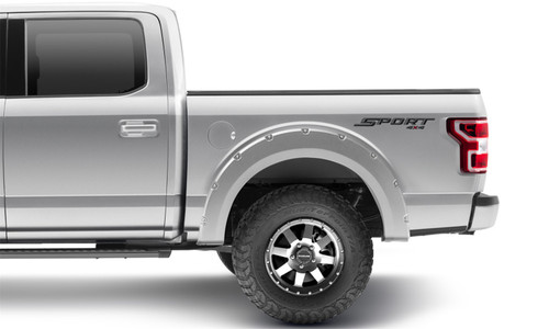 Bushwacker 20945-52 - Pocket/Rivet Style Color Matched Ingot Silver 4-Piece Fender Flare Set for 2018-2020 Ford F-150