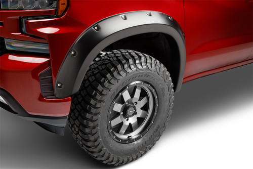 Bushwacker 40992-02 - 19-23 Chevrolet Silverado 1500 (Excl. ZR2) Pocket Style Fender Flares 4pc - Smooth Black