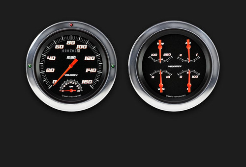 Classic Instruments CT54VSB62 - Velocity Series Black 1954-55 Chevy Truck Package w/ Speedtachular