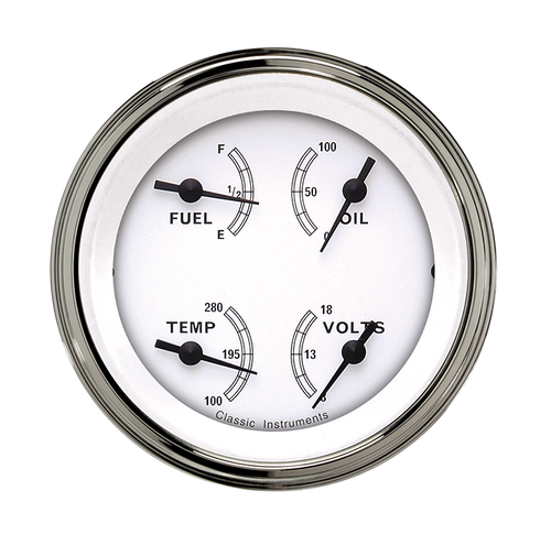 Classic Instruments CW73SLF - Classic White 3 3/8" Quad