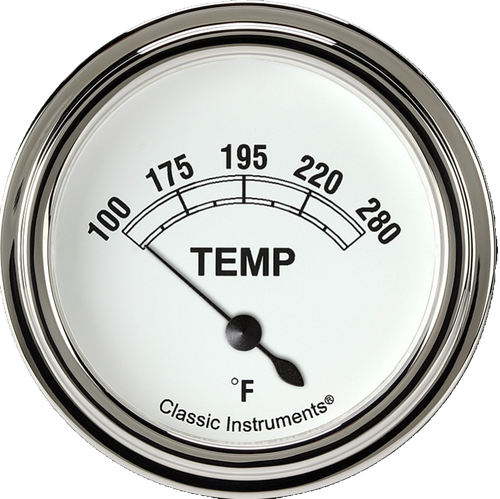Classic Instruments CW226SLF-04 - Classic White 2 5/8" Short Sweep Water Temperature Gauge