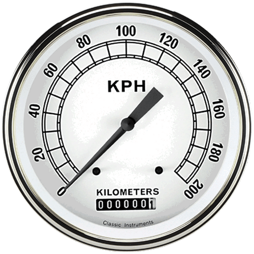 Classic Instruments CW58SLC - CLASSIC WHITE 5IN SPEEDO 200 KPH