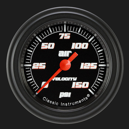 Classic Instruments VS118BBLF - Velocity Black 2 1/8" Air Pressure Gauge