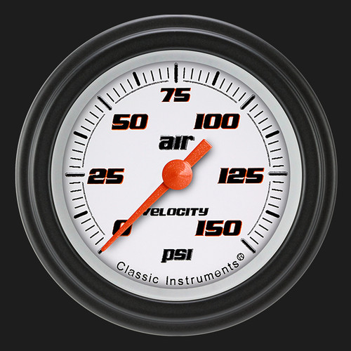Classic Instruments VS118WBLF - Velocity White 2 1/8" Air Pressure Gauge