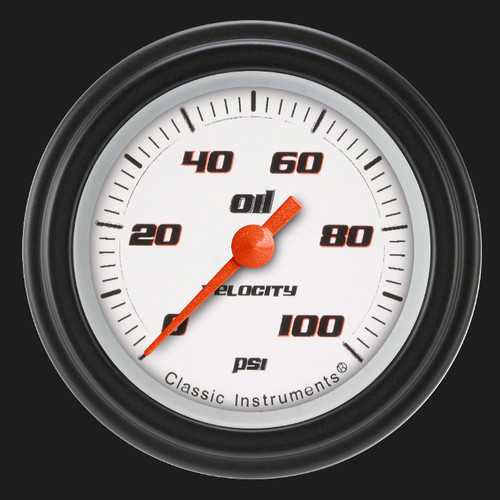 Classic Instruments VS181WBLF - Velocity White 2 1/8" Oil Pressure Gauge