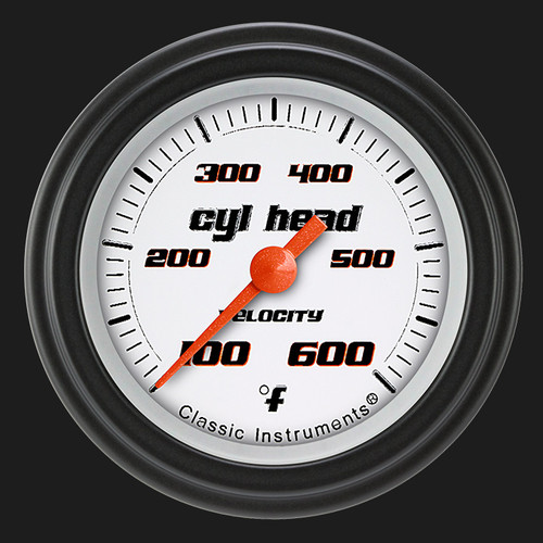 Classic Instruments VS197WBLF - Velocity White 2 1/8" Cylinder Head Temp. Gauge