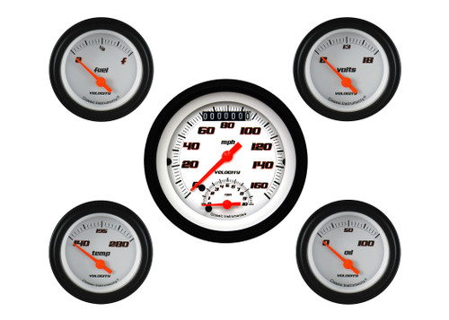 Classic Instruments VS35WBLF - Velocity White Five Gauge Set Classic Instruments VS35WBLF - Velocity White Five Gauge Set