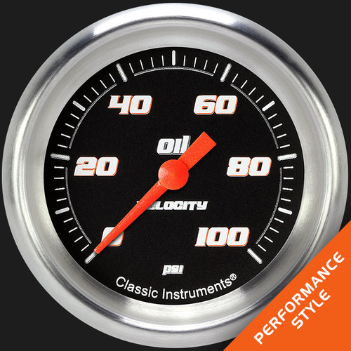 Classic Instruments VS381BAPF - Velocity Black 2 5/8" Oil Pressure Gauge