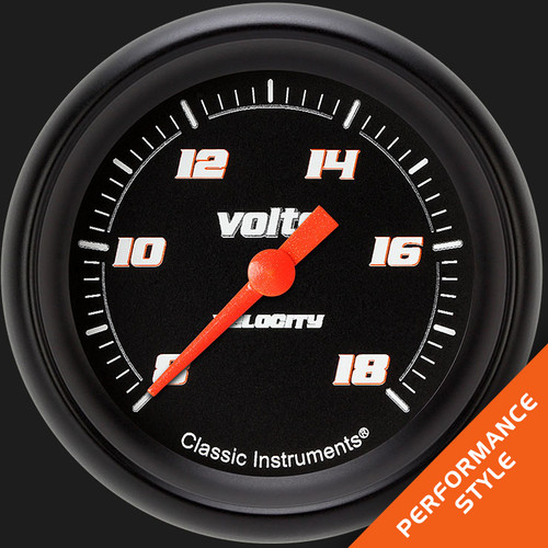 Classic Instruments VS330BBPF - Velocity Black2 5/8" Voltage Gauge
