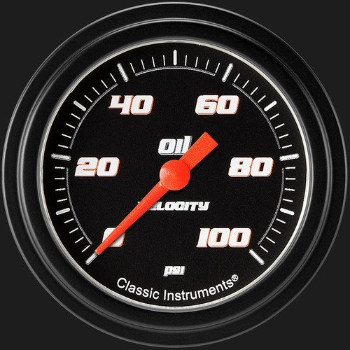 Classic Instruments VS381BBLF - Velocity Black 2 5/8" Oil Pressure Gauge