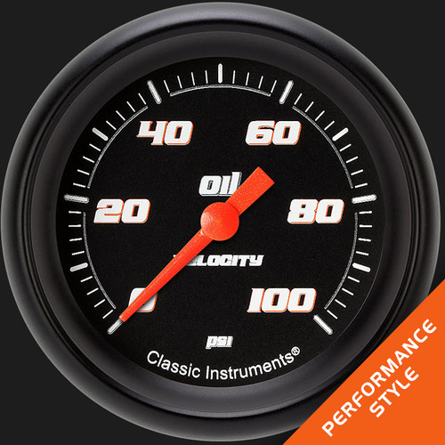 Classic Instruments VS381BBPF - Velocity Black 2 5/8" Oil Pressure Gauge