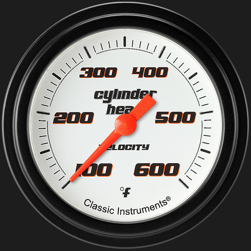 Classic Instruments VS397WBLF - Velocity White 2 5/8" Cylinder Head Temp. Gauge