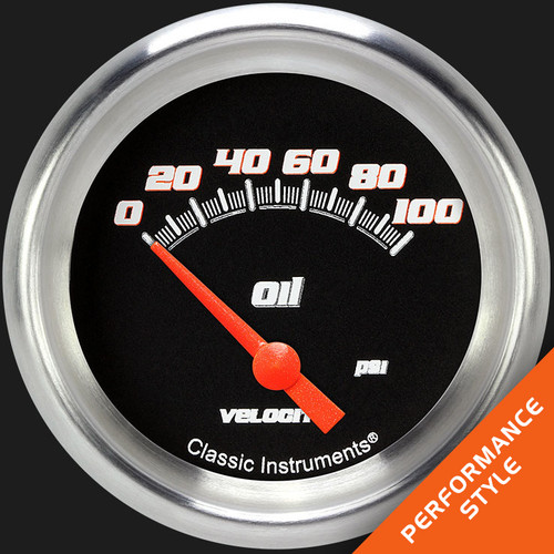 Classic Instruments VS281BAPF - Velocity Black 2 5/8" Oil Pressure Gauge