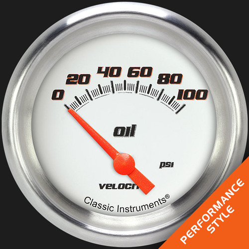 Classic Instruments VS281WAPF - Velocity White 2 5/8" Oil Pressure Gauge