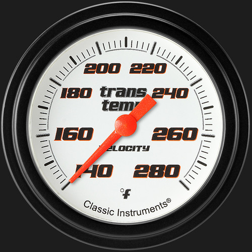 Classic Instruments VS327WBLF - Velocity White 2 5/8" Transmission Temperature Gauge