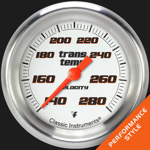 Classic Instruments VS327WAPF - Velocity White 2 5/8" Transmission Temperature Gauge