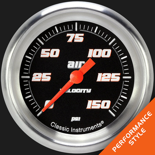 Classic Instruments VS318BAPF - Velocity Black 2 5/8" Air Pressure Gauge