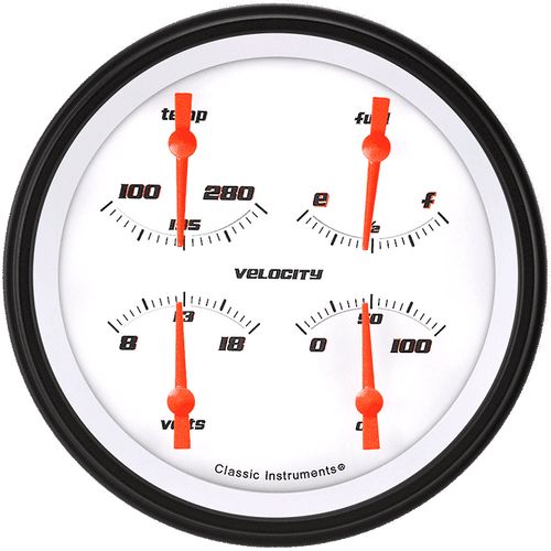 Classic Instruments VS31WBLF - Velocity White 4 5/8" Quad