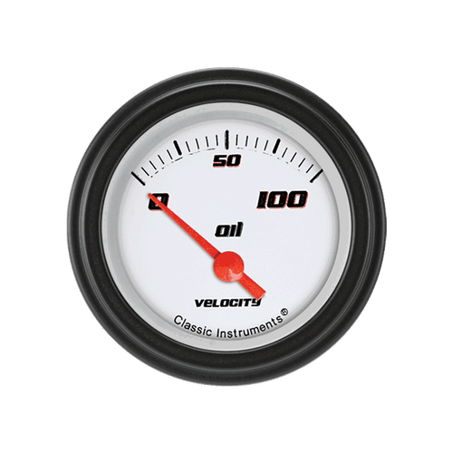 Classic Instruments VS81WBLF - Velocity White 2 1/8" Oil Pressure