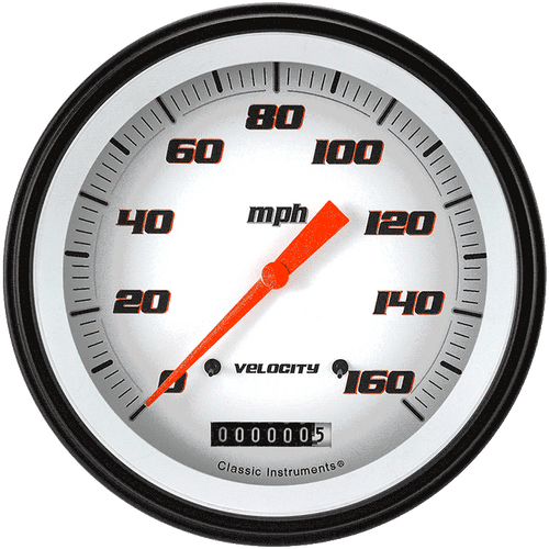 Classic Instruments VS56WBLF - Velocity White 4 5/8" Speedometer