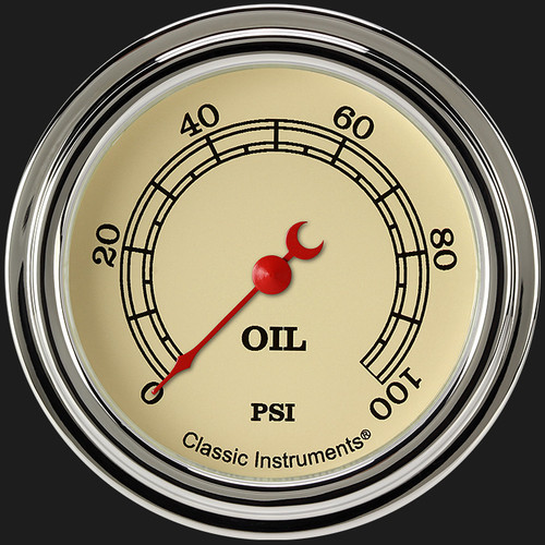 Classic Instruments VT381SLF - Vintage 2 5/8" Oil Pressure Gauge