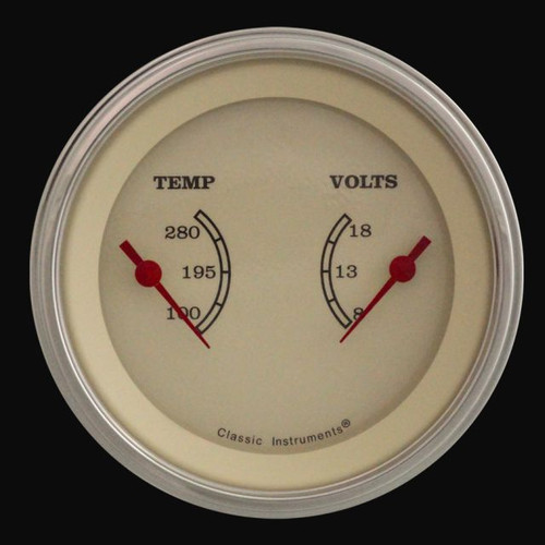 Classic Instruments VT74SLC - VINTAGE 3IN DUAL - TEMP & VOLT