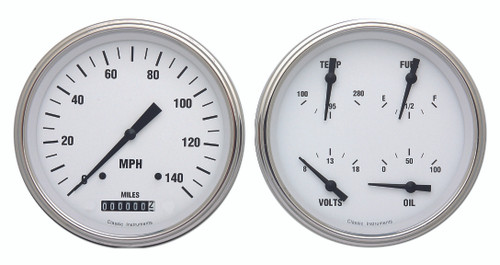 Classic Instruments WH52SLC - WHITE HOT 5IN SPEEDO & 5IN QUAD-GM