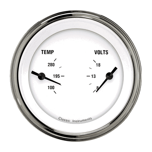 Classic Instruments WH74SLC - WHITE HOT 3IN DUAL - TEMP & VOLT