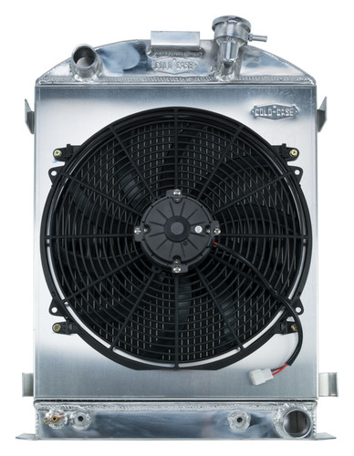Cold Case Radiators STF902AK - 1932 Highboy Chevy Engine 25.5 Inch Aluminum Performance Radiator and 16 Inch Fan Kit