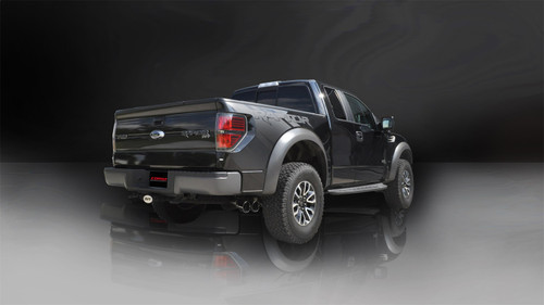 Corsa Performance 14760BLK - 3.0 Inch Cat-Back Xtreme Single Side Exit Exhaust 4.0 Inch Black Tips 11-14 Ford F150 Raptor 6.2L V8 144.0 Inch Wheelbase Stainless Steel  Performance