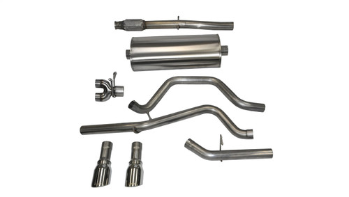 Corsa Performance 14870 - 3.0 Inch Cat-Back Sport Dual Rear Exit Exhaust 4.0 Inch Polished Tips 14-Present Silverado/Sierra/Denali Crew Cab/Standard Bed 5.3L V8 153.0 Inch WB Stainless Steel  Performance