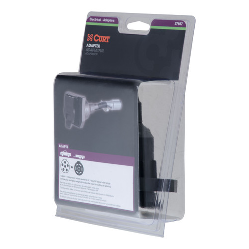CURT 57667 - Electrical Adapter (6-Way Round Vehicle to 7-Way RV Blade Trailer)