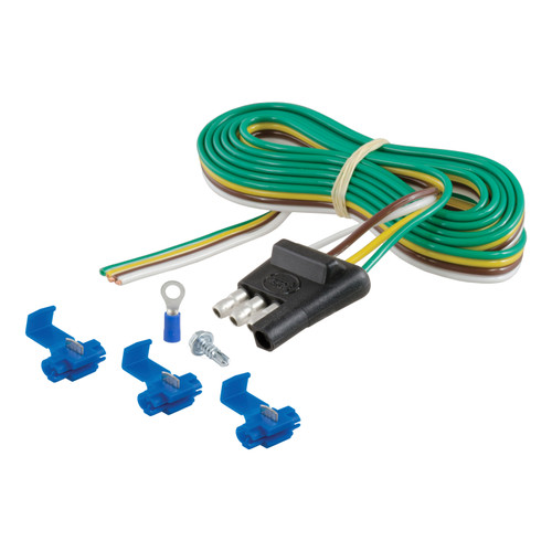 CURT 58349 - 4-Way Flat Connector Plug with 48" Wires & Hardware (Trailer Side, Packaged)