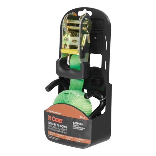 CURT 83027 - 16' Lime Green Cargo Strap with S-Hooks (1,100 lbs.)