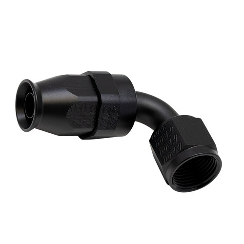 Deatschwerks 6-02-0856-B - 8AN Female Swivel 90-Degree Hose End PTFE (Incl 1 Olive Insert) - Anodized Matte Black