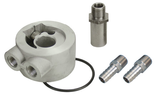 Derale 15730 - Thermostatic Sandwich Adapter Kit with 3/8" NPT Ports and 3/4"-16 Filter Thread