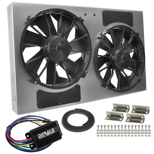 Derale 66838 - Powerpack - High Output Dual 12" RAD Fan/Alum Shroud Kit w/ PWM Controller
