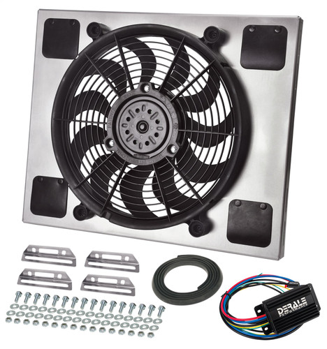 Derale 66820 - Powerpack - High Output Single 14" RAD Fan/Alum Shroud Kit w/ PWM Controller