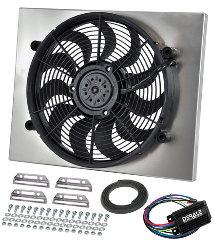 Derale 66821 - High Output Single 17" Electric RAD Fan/Alum Shroud Kit w/ PWM Controller