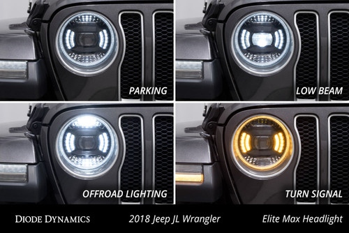 Diode Dynamics DD5165-ESHL-1634 - Elite Max LED Headlamps for 2018-2022 Jeep JL Wrangler