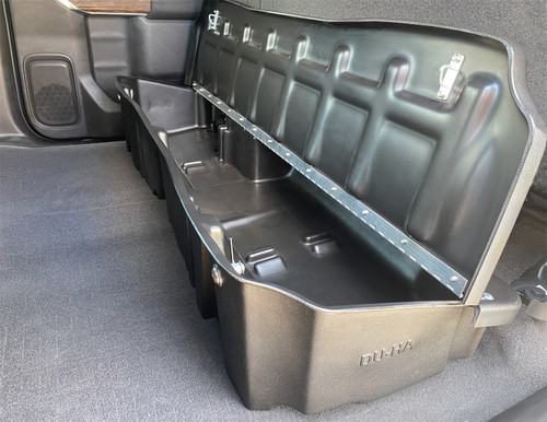 DU-HA 10410 - DÜHA Lockable Under Seat Storage fits 2019-2025 Chevy Silverado/GMC Sierra Light Duty Crew Cab & 2020-2025 Heavy Duty Crew Cab -- Black Heavy-Duty Back Seat Lockbox, Includes 2 Keys 