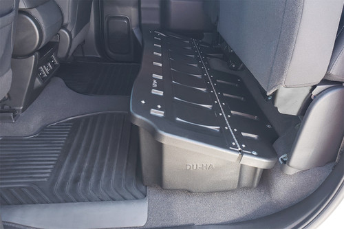 DU-HA 10410 - DÜHA Lockable Under Seat Storage fits 2019-2025 Chevy Silverado/GMC Sierra Light Duty Crew Cab & 2020-2025 Heavy Duty Crew Cab -- Black Heavy-Duty Back Seat Lockbox, Includes 2 Keys 